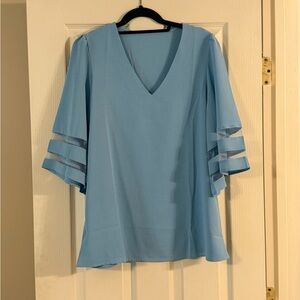 Blue V-Neck Women's Top